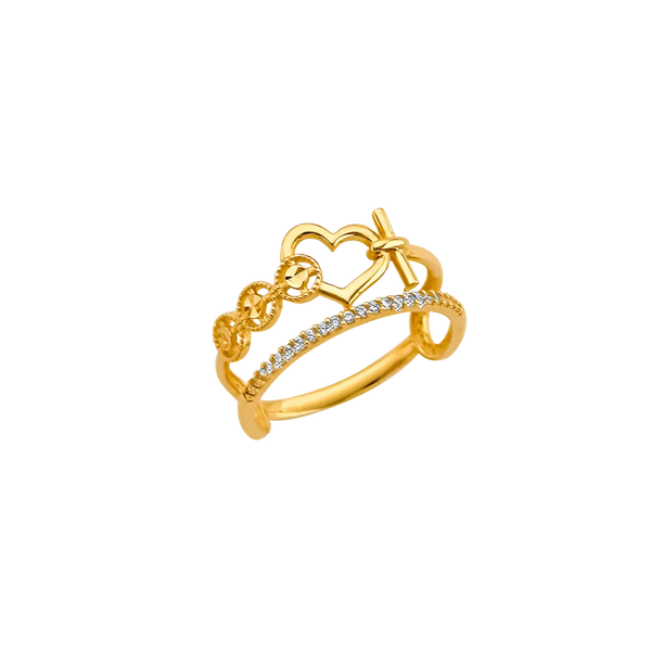 2 Line Fancy Ring - 14k Yellow Gold