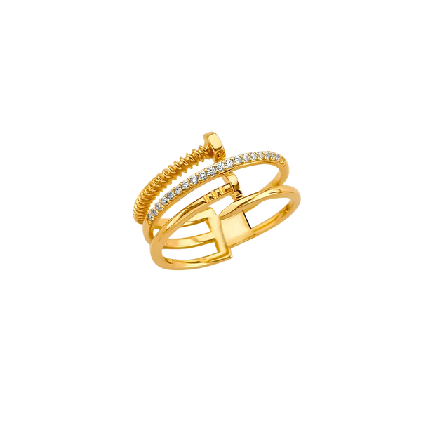 Nail CZ Ring - 14k Yellow Gold