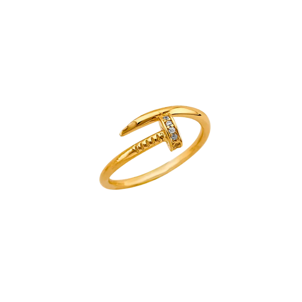 Nail CZ Ring - 14k Yellow Gold