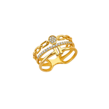 3 Line Fancy CZ Ring - 14k Yellow Gold