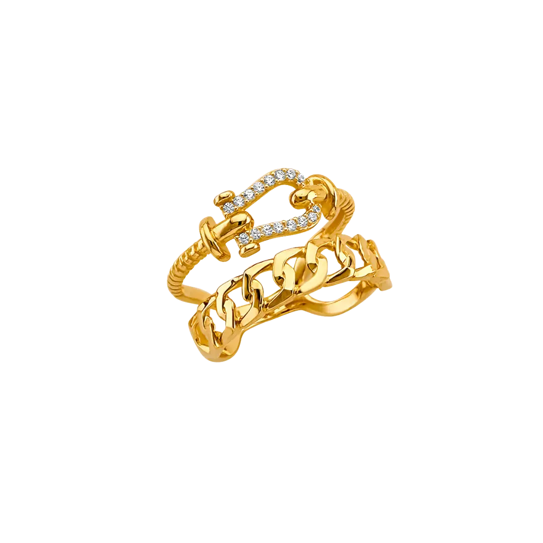 Nail CZ Ring - 14k Yellow Gold