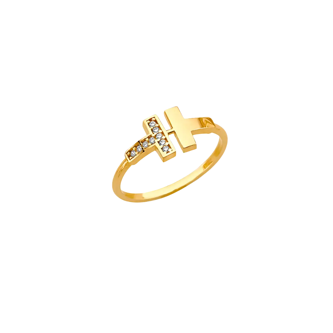 Fancy CZ Ring - 14k Yellow Gold