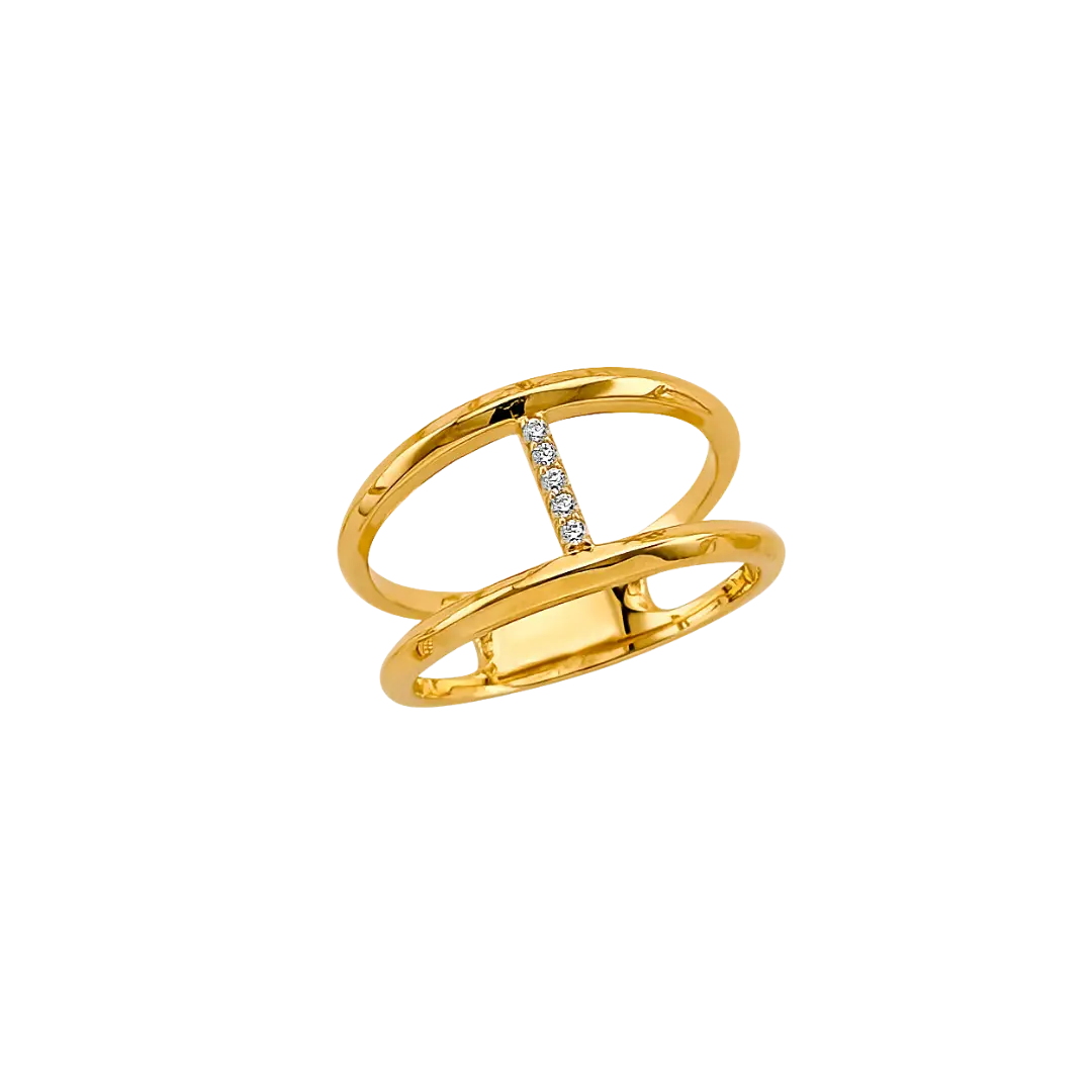 Fancy CZ Ring - 14k Yellow Gold