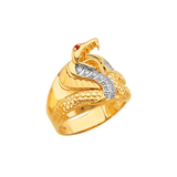 Snake with CZ Men's Ring - 14k Two Tone Gold