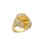 Lion with CZ Men's Ring - 14k Two Tone Gold