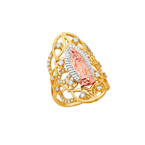 Guadalupe with CZ Ring - 14k Tri Color Gold