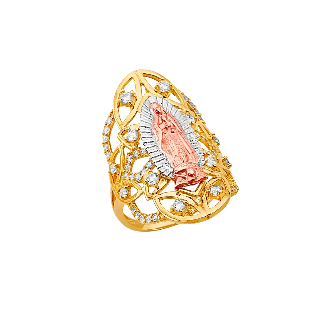 Guadalupe with CZ Ring - 14k Tri Color Gold