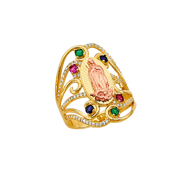 Guadalupe with Multi Color CZ Ring - 14k Two Tone Gold