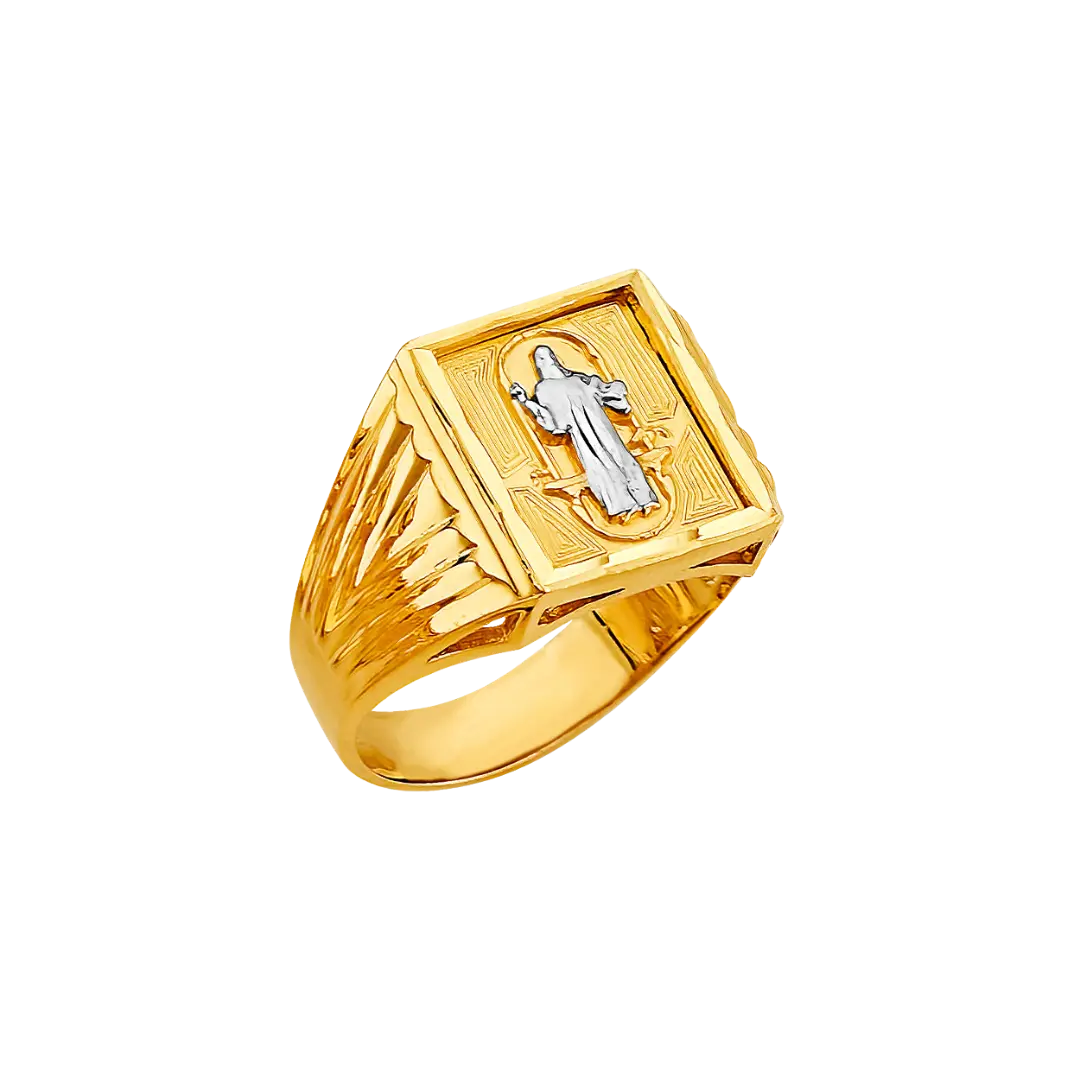 Santa Muerte Men's Ring - 14k Two Tone Gold