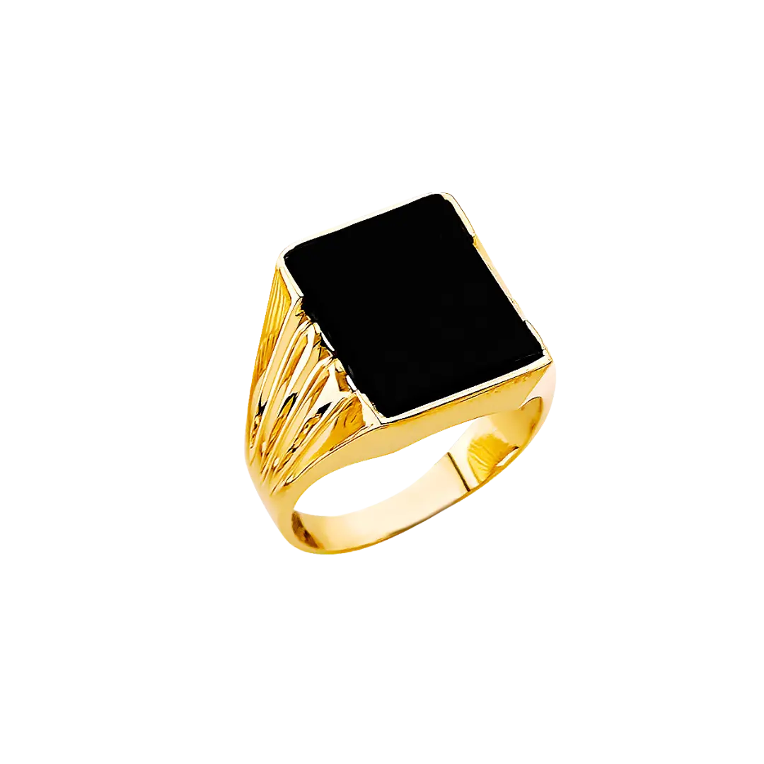 Onyx Men's Ring - 14k Yellow Gold