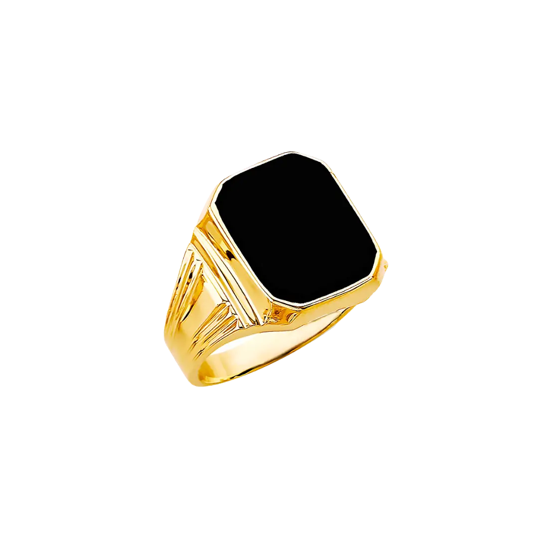 Onyx Men's Ring - 14k Yellow Gold