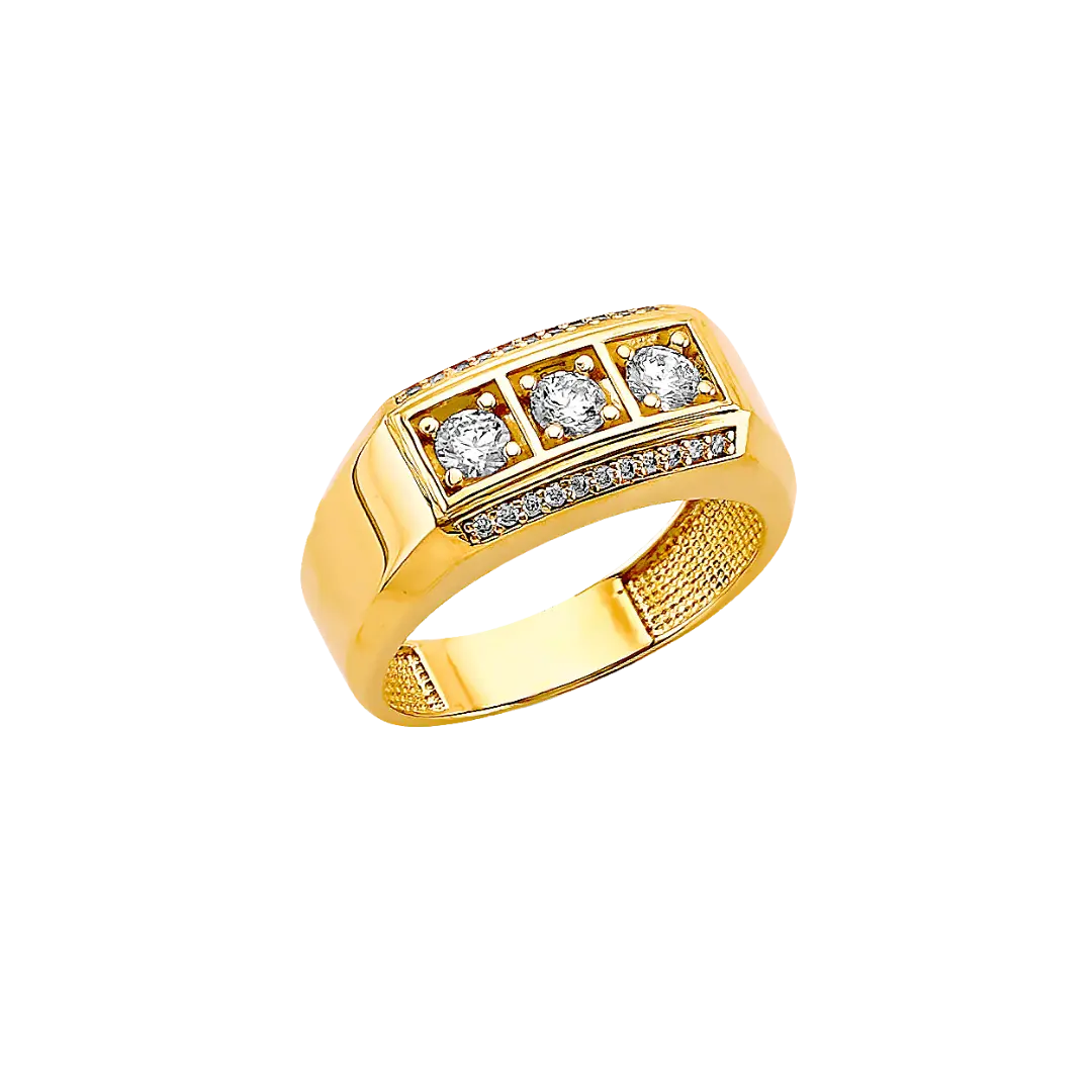 Men's CZ Ring - 14k Two Tone Gold