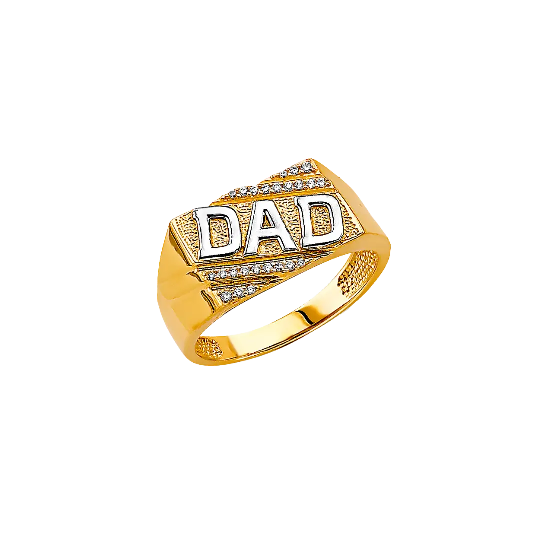 Dad with CZ Ring - 14k Two Tone Gold