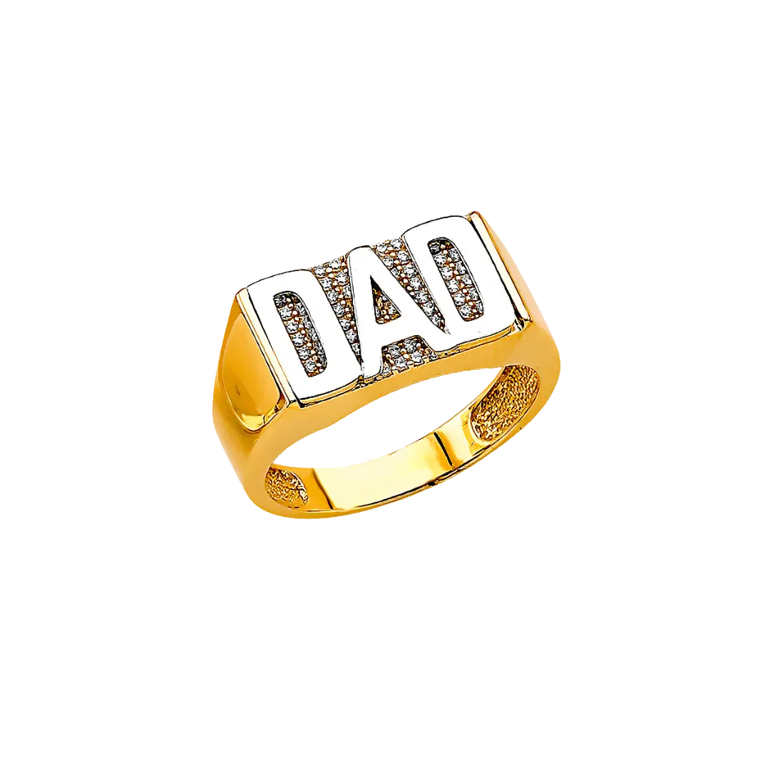 Dad with CZ Ring - 14k Two Tone Gold