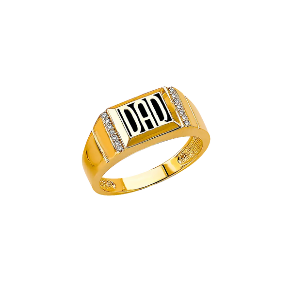 Dad with CZ Ring - 14k Two Tone Gold