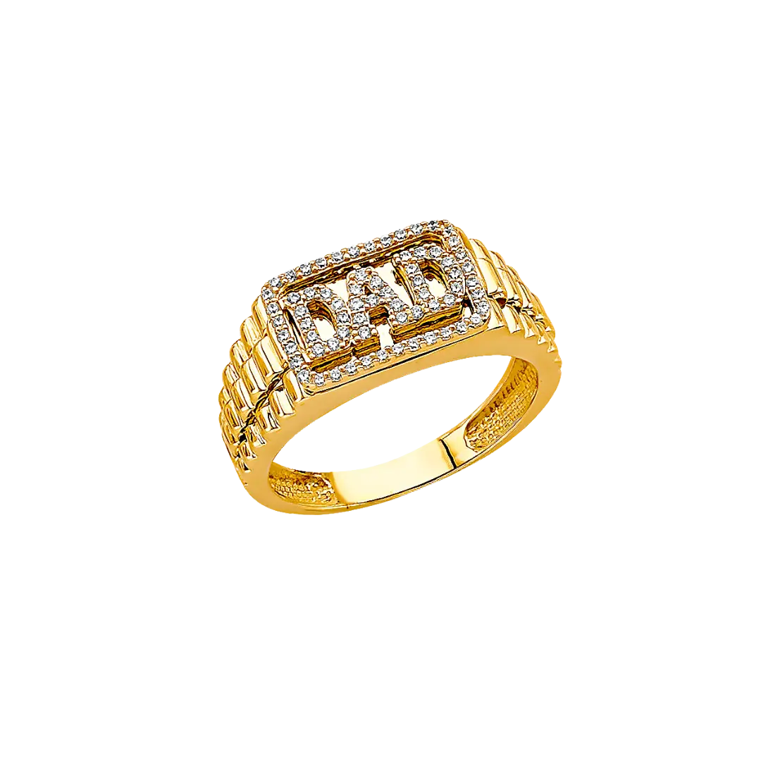 Dad with CZ Ring - 14k Two Tone Gold