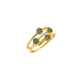 Flower Green CZ Ring - 14k Yellow Gold