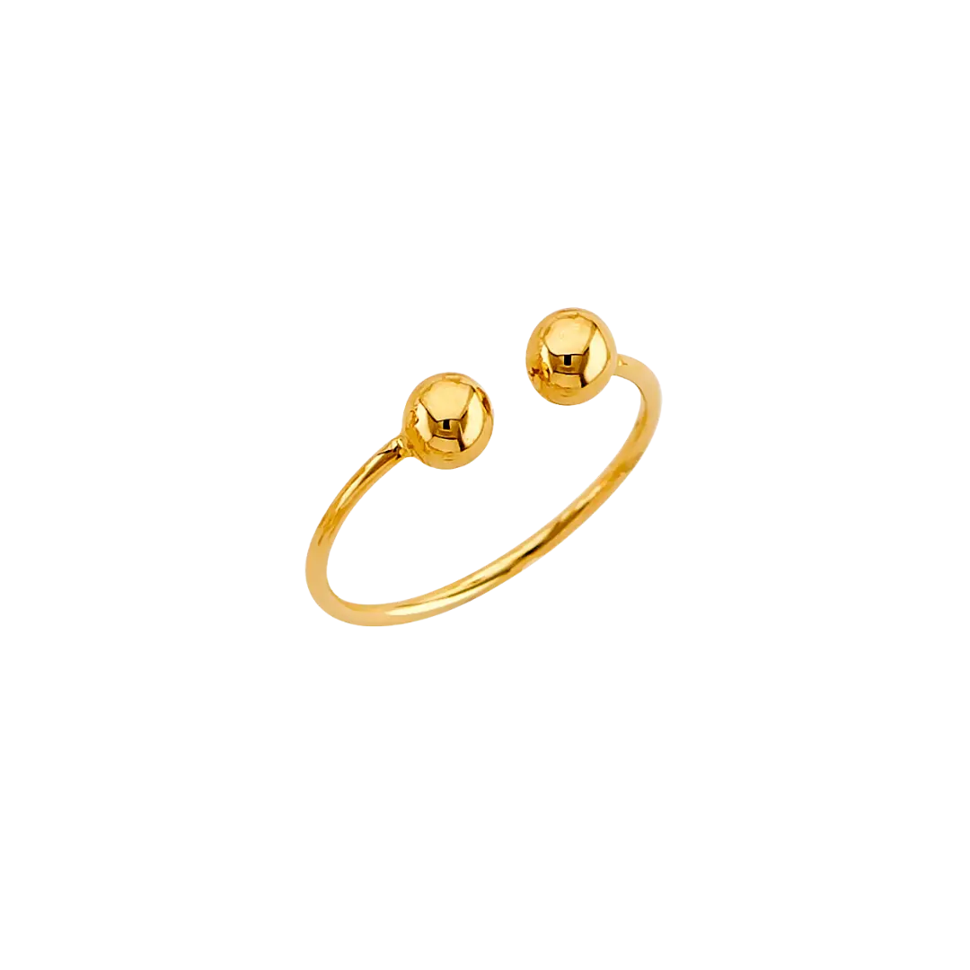 Open Cuff Ball Ring - 14k Yellow Gold