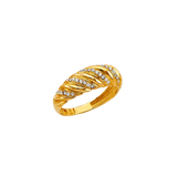 Shrimp Dome CZ Ring - 14k Yellow Gold