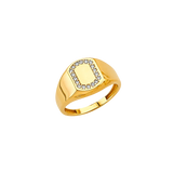 Signet CZ Ring - 14k Two Tone Gold