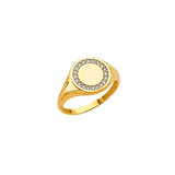 Signet CZ Ring - 14k Two Tone Gold