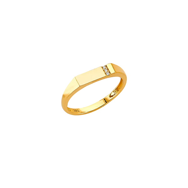 Signet CZ Ring - 14k Yellow Gold