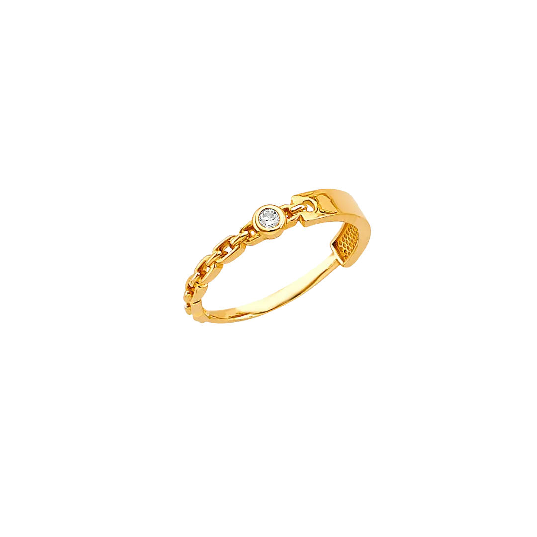 Ladies CZ Ring - 14k Yellow Gold