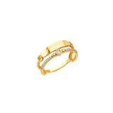 Ladies 2 Line CZ Ring - 14k Yellow Gold