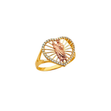 San Judas with CZ Ring - 14k Tri Color Gold