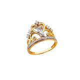 San Judas Crown with CZ Ring - 14k Tri Color Gold