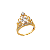 San Judas Crown with CZ Ring - 14k Tri Color Gold