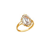 San Judas with CZ Ring - 14k Tri Color Gold