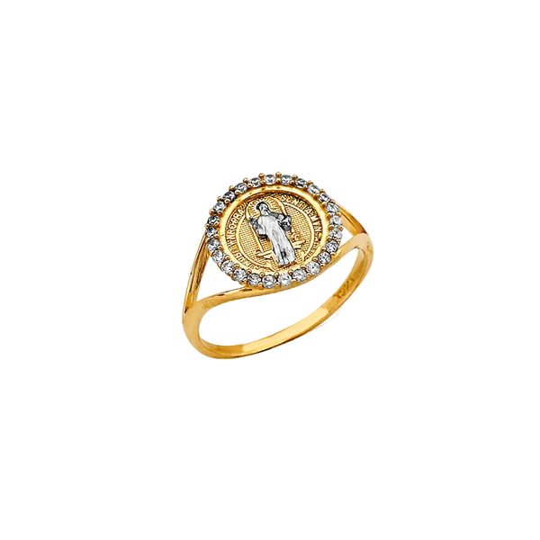 San Benito with CZ Ring - 14k Two Tone Gold