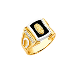 Onyx Guadalupe with CZ Men's Ring - 14k Two Tone Gold