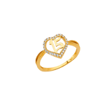 Quince Anos Heart with CZ Ring - 14k Yellow Gold