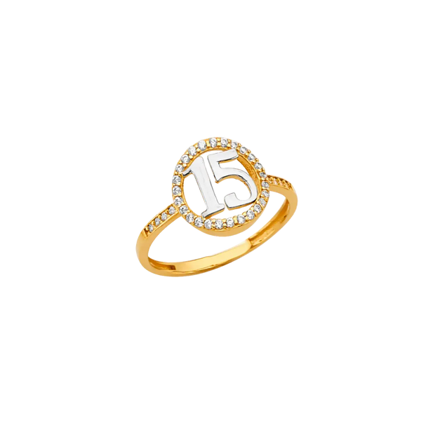 Quince Anos with CZ Ring - 14k Yellow Gold