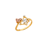 Quince Anos Butterfly with CZ Ring - 14k Tri Color Gold