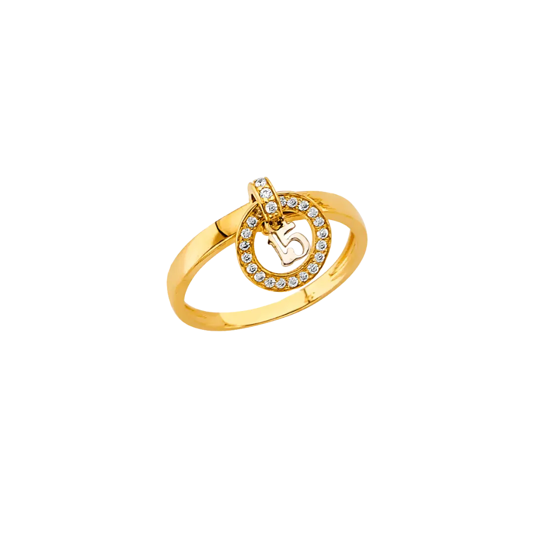 Quince Anos with CZ Ring - 14k Yellow Gold