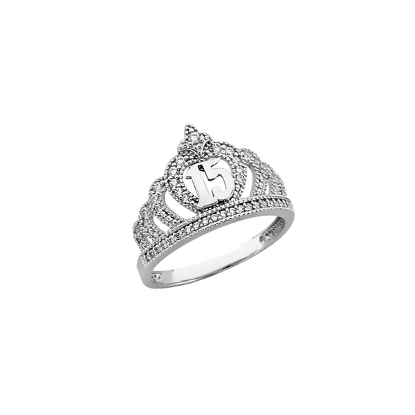 Quince Anos Crown with CZ Ring - 14k White Gold