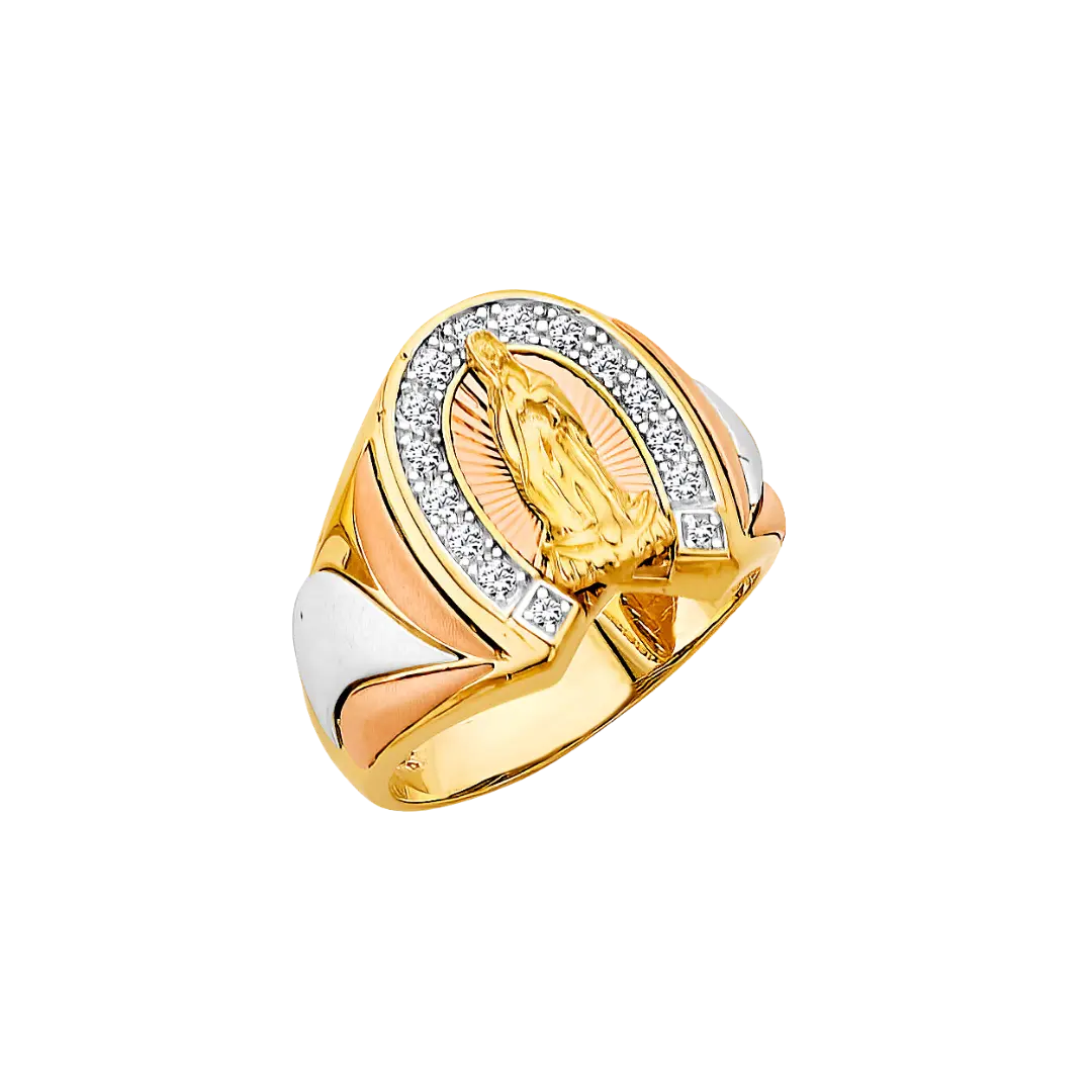 Guadalupe Men's CZ Ring - 14k Tri Color Gold