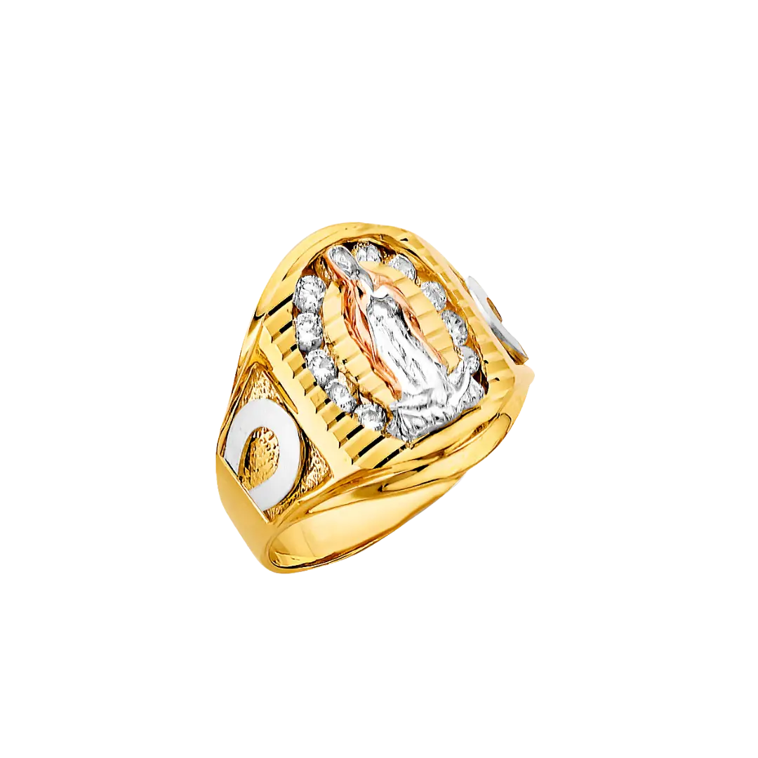 Guadalupe Men's CZ Ring - 14k Tri Color Gold