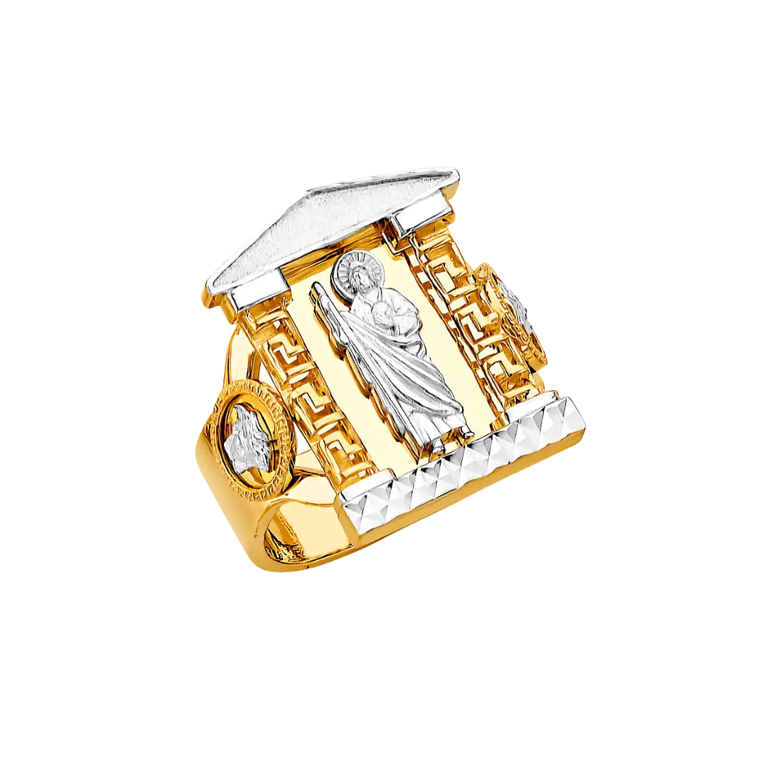 San Judas Men's Ring - 14k Two Tone Gold