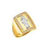 San Judas Men's CZ Ring - 14k Two Tone Gold