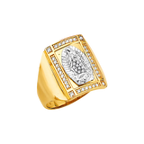 San Judas Men's CZ Ring - 14k Two Tone Gold