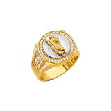 San Judas Men's CZ Ring - 14k Two Tone Gold