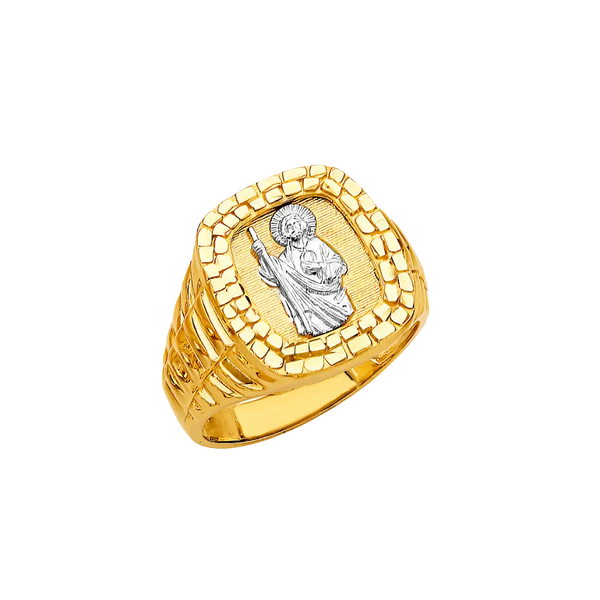 San Judas Men's Ring - 14k Two Tone Gold