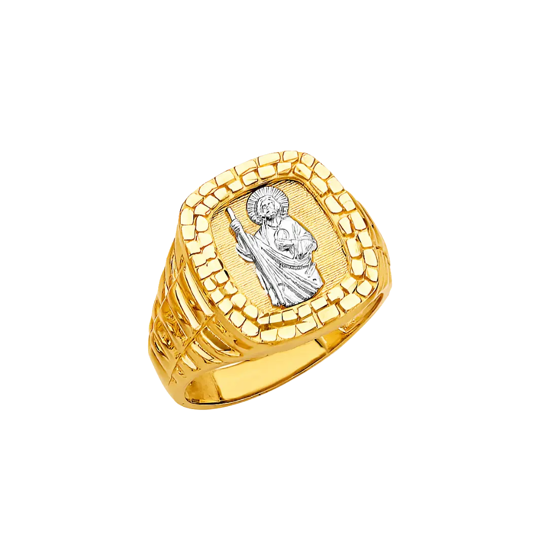 San Judas Men's Ring - 14k Two Tone Gold