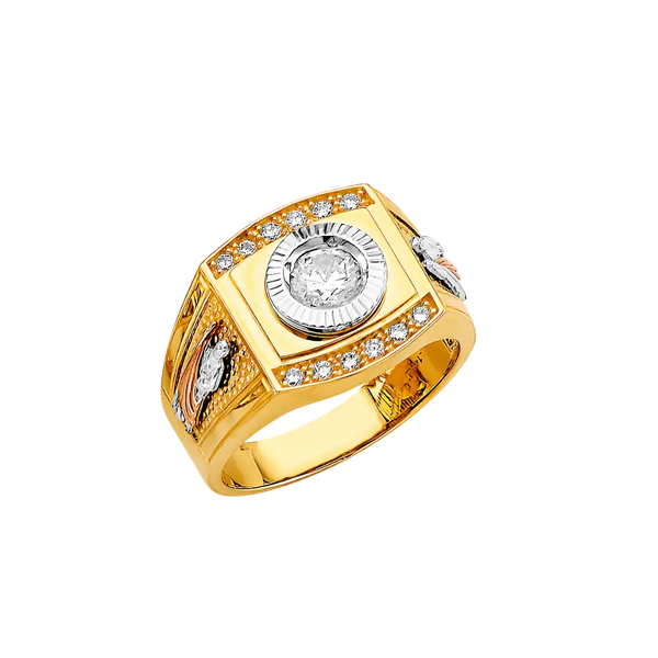 Men's CZ Ring - 14k Two Tone Gold