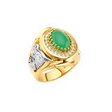 Men's CZ with Jade Ring - 14k Two Tone Gold