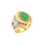 Men's CZ with Jade Ring - 14k Two Tone Gold